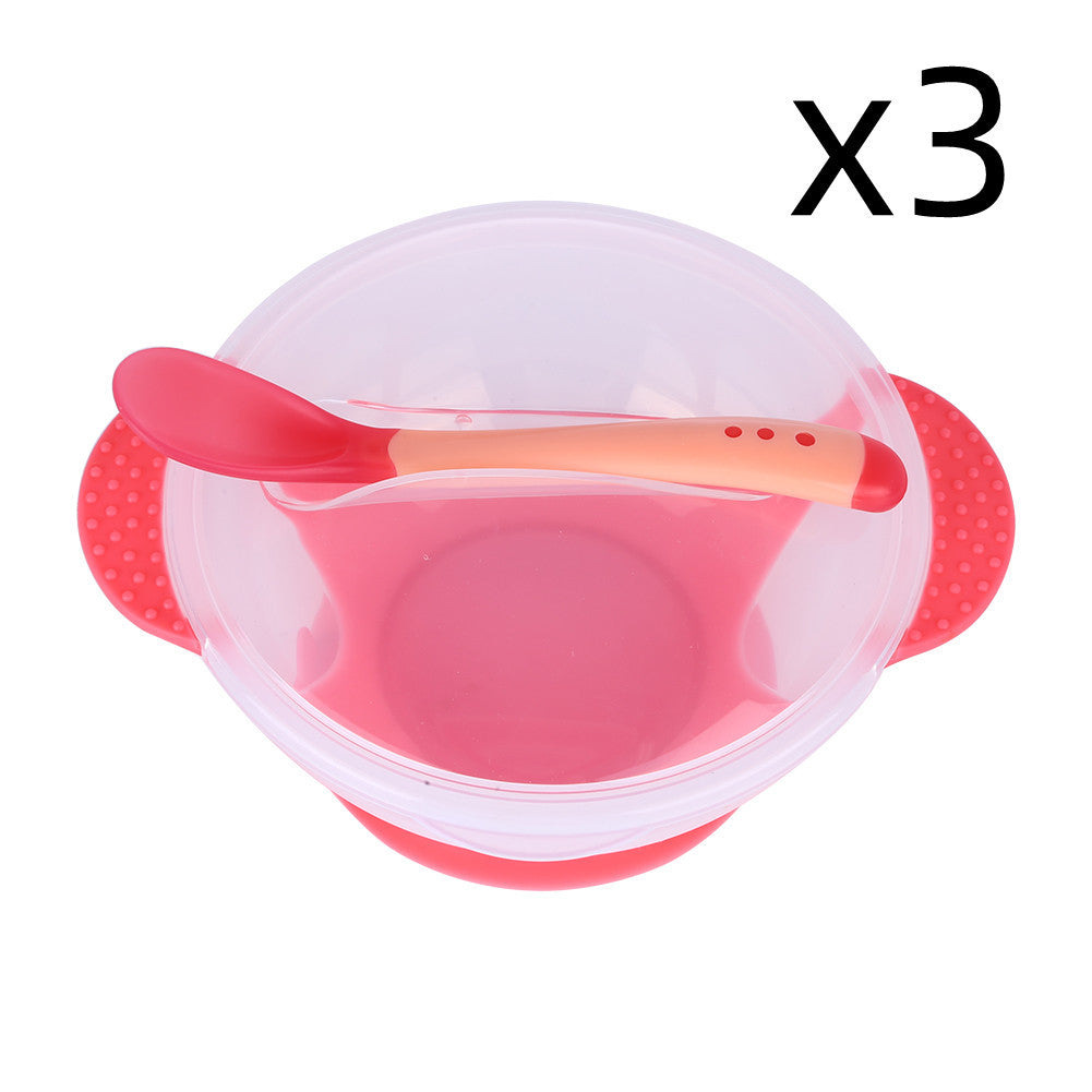 Baby Tableware Dinnerware Suction Bowl With Temperature Sensing Spoon Baby Food Baby Feeding Bowls Dishes