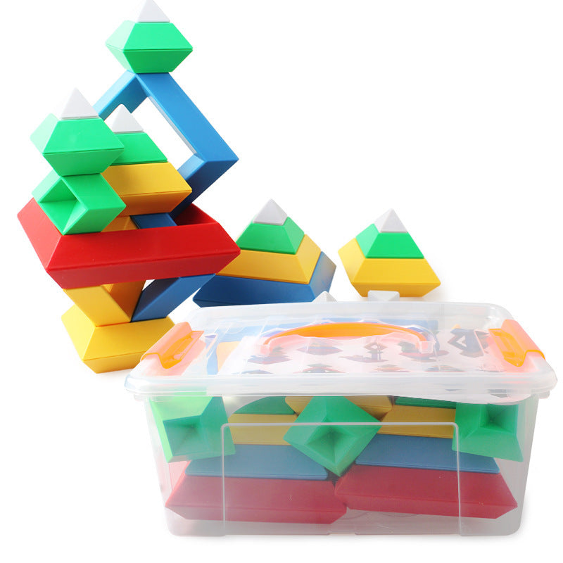 Kids Rainbow Tower Ring Wooden Jenga Color Cognitive Set Shapes Building Blocks Montessori Educational Toys for Kids