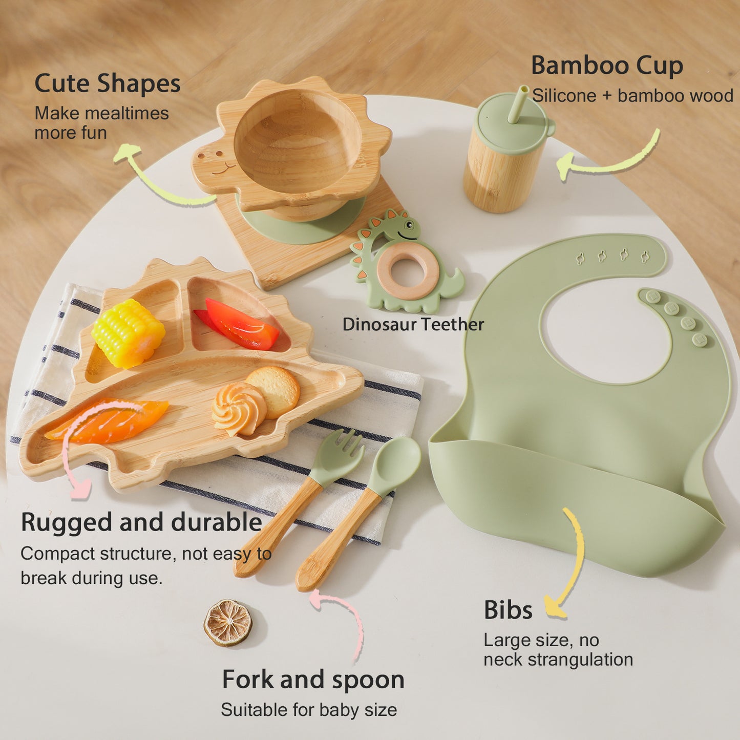 Nordic Style Baby Bamboo Tableware Suit Combination Spork