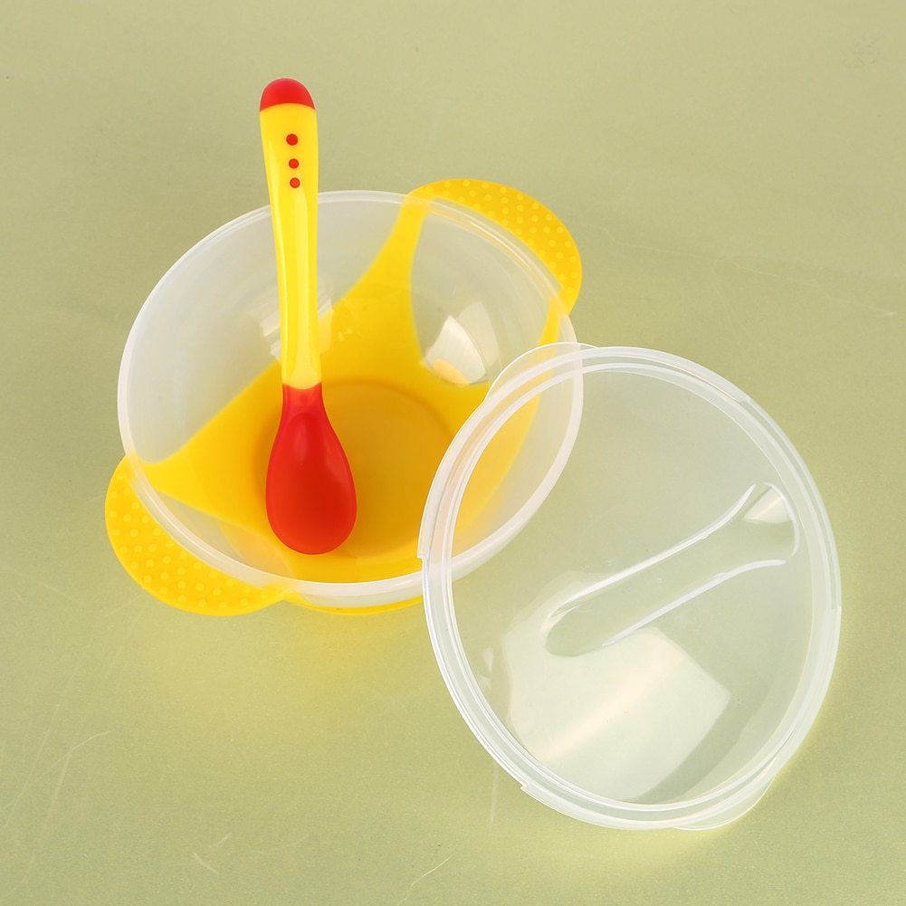 Baby Tableware Dinnerware Suction Bowl With Temperature Sensing Spoon Baby Food Baby Feeding Bowls Dishes