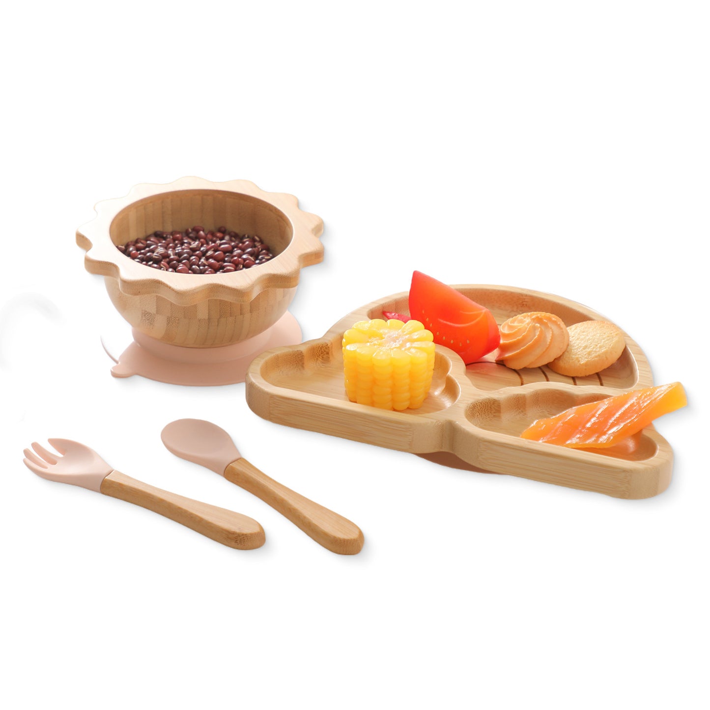 Nordic Style Baby Bamboo Tableware Suit Combination Spork