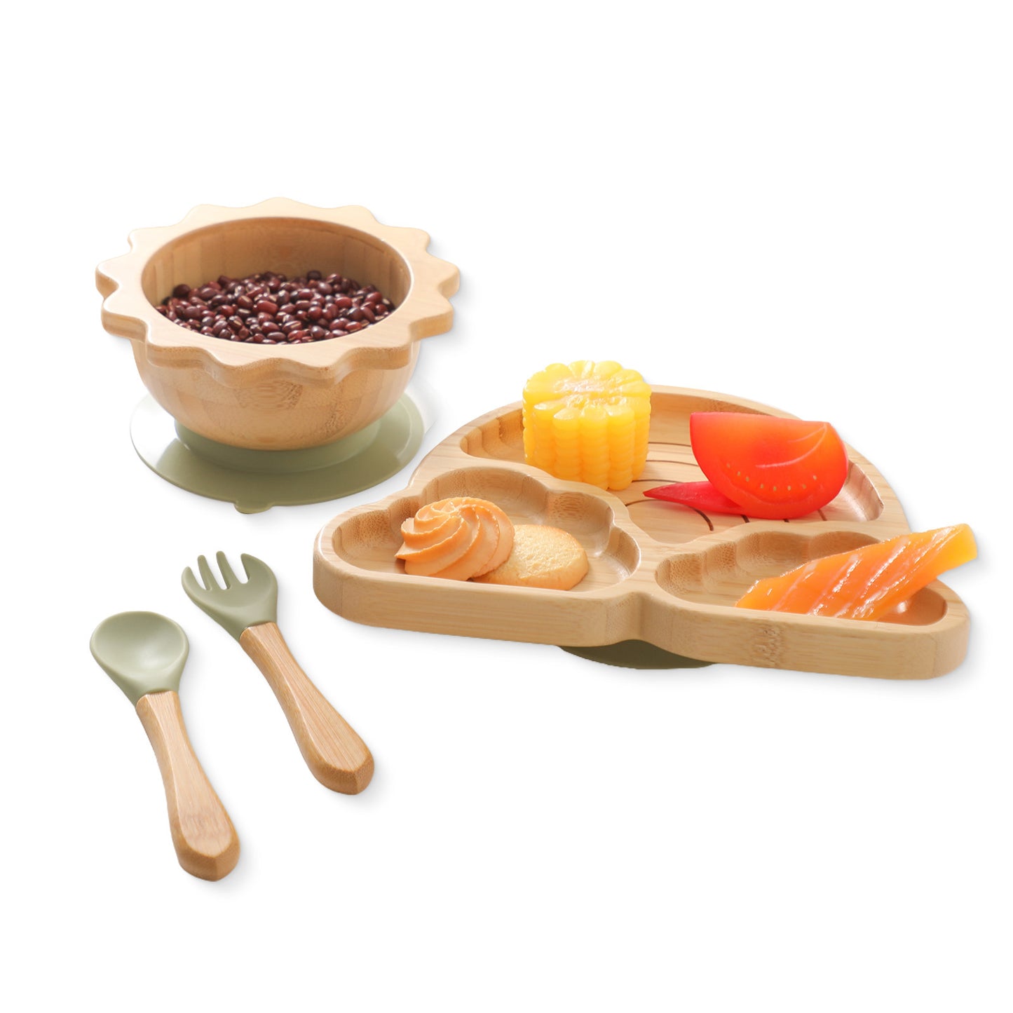 Nordic Style Baby Bamboo Tableware Suit Combination Spork