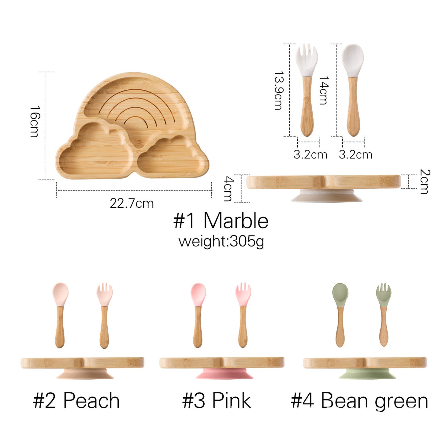 Nordic Style Baby Bamboo Tableware Suit Combination Spork